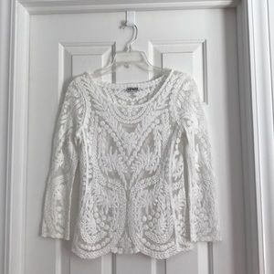 Express white lace shirt
